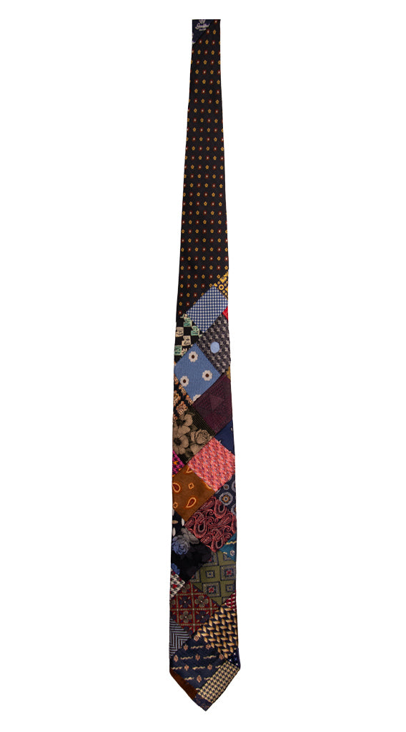 Cravatta Mosaico Patchwork di Seta Fantasia Multicolor PM810 Graffeo Cravatte Made in Italy Intera