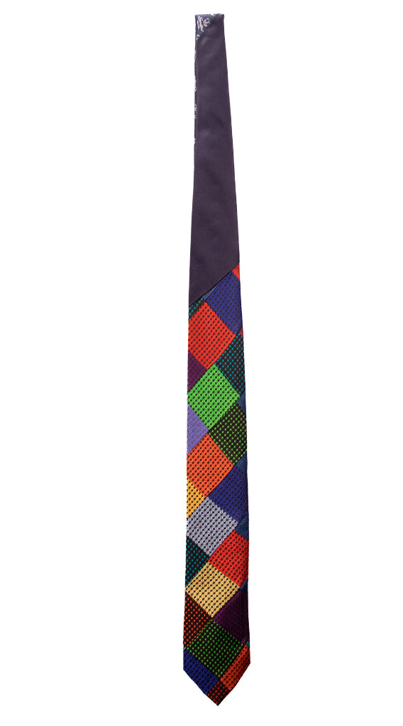 Cravatta Mosaico Patchwork di Seta Fantasia Multicolor Made in Italy Graffeo Cravatte intera