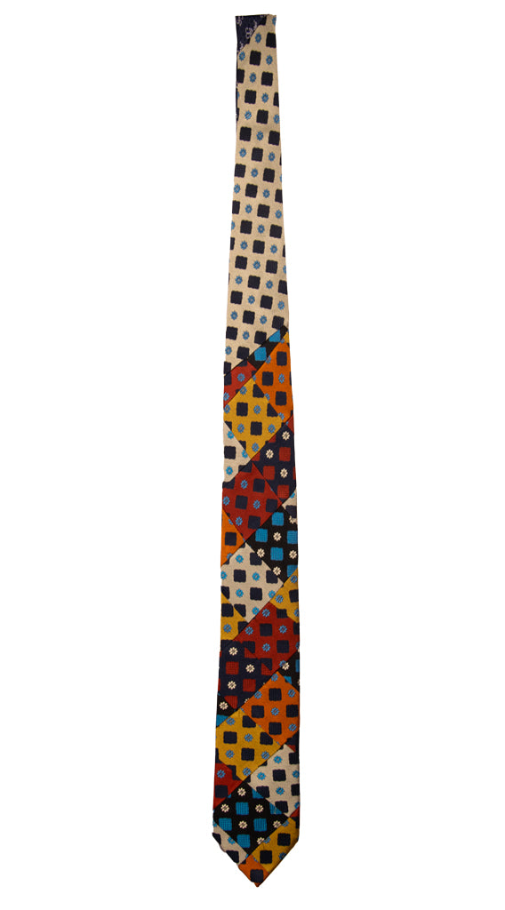 Cravatta Mosaico Patchwork di Seta Fantasia Multicolor Made in Italy Graffeo Cravatte Intera