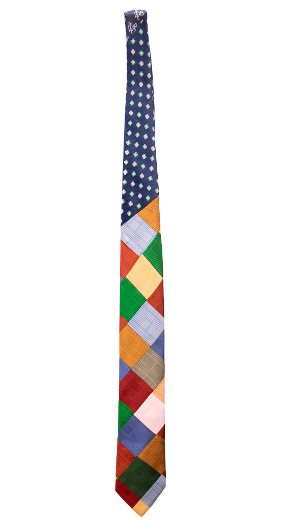 Cravatta Mosaico Patchwork di Seta Principe di Galles Multicolor Made in Italy Graffeo Cravatte intera