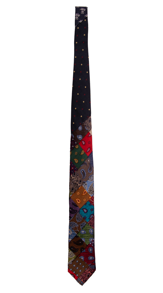 Cravatta Mosaico Patchwork di Seta Jaspè Paisley Multicolor PM759 Graffeo Cravatte Made in Italy Intera