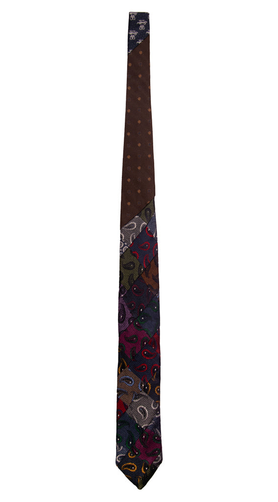 Cravatta Mosaico Patchwork di Seta Jaspè Paisley Multicolor PM773 Graffeo Cravatte Made in Italy Intera