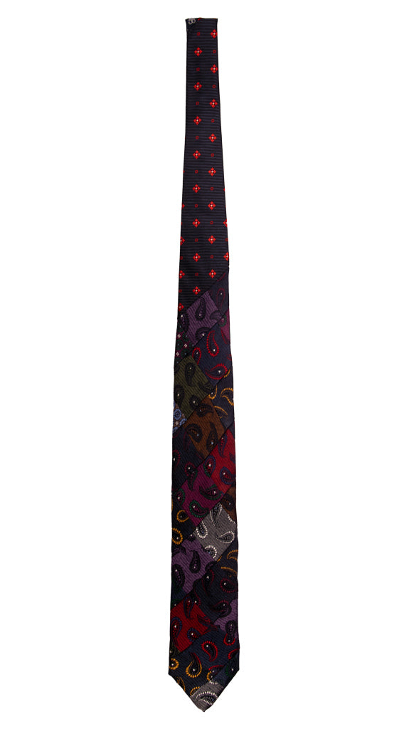 Cravatta Mosaico Patchwork di Seta Jaspè Paisley Multicolor PM786 Graffeo Cravatte Made in Italy Intera