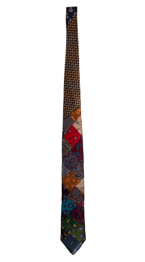 Cravatta Mosaico Patchwork di Seta Jaspè Paisley Multicolor PM797 Graffeo Cravatte Made in Italy Intera
