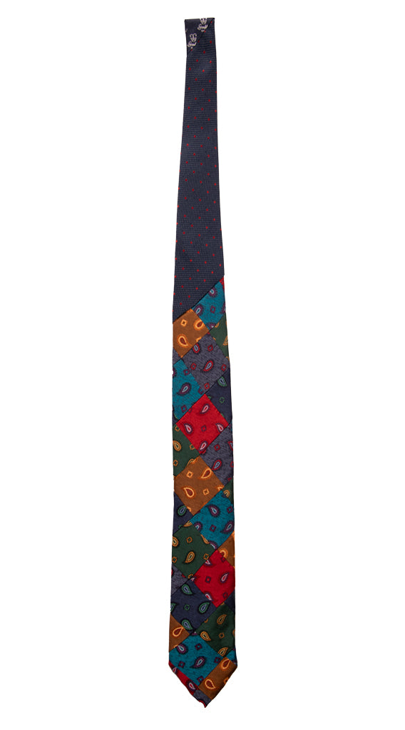 Cravatta Mosaico Patchwork di Seta Jaspè Paisley Multicolor Made in italy Graffeo Cravatte