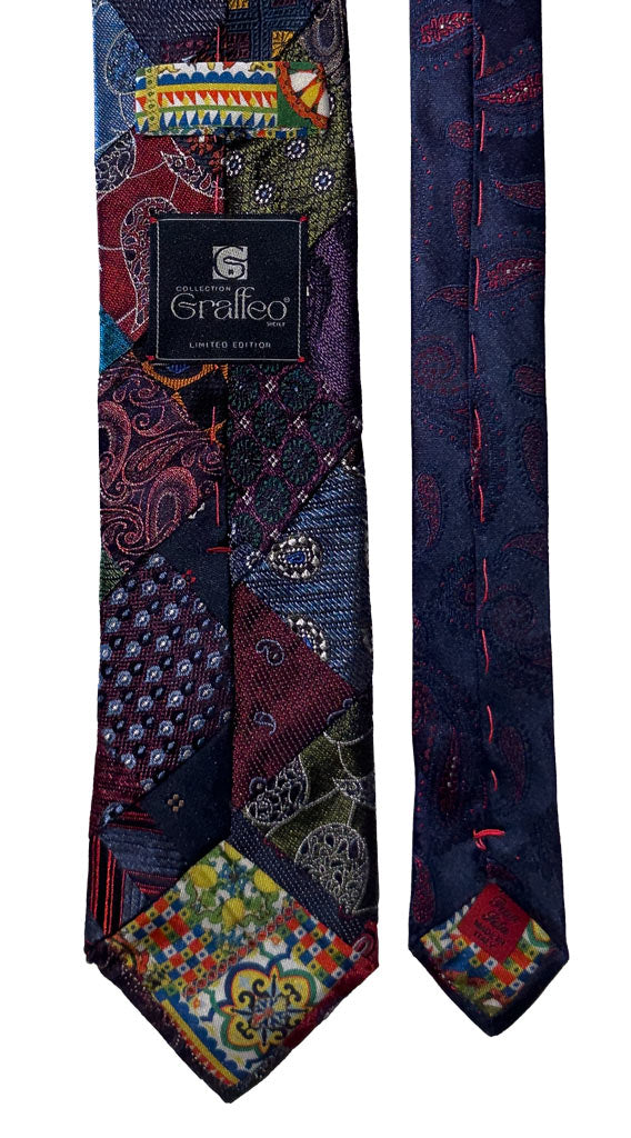 Cravatta Mosaico Patchwork di Seta Jaspè Paisley Multicolor PM759 Graffeo Cravatte Made in Italy Pala