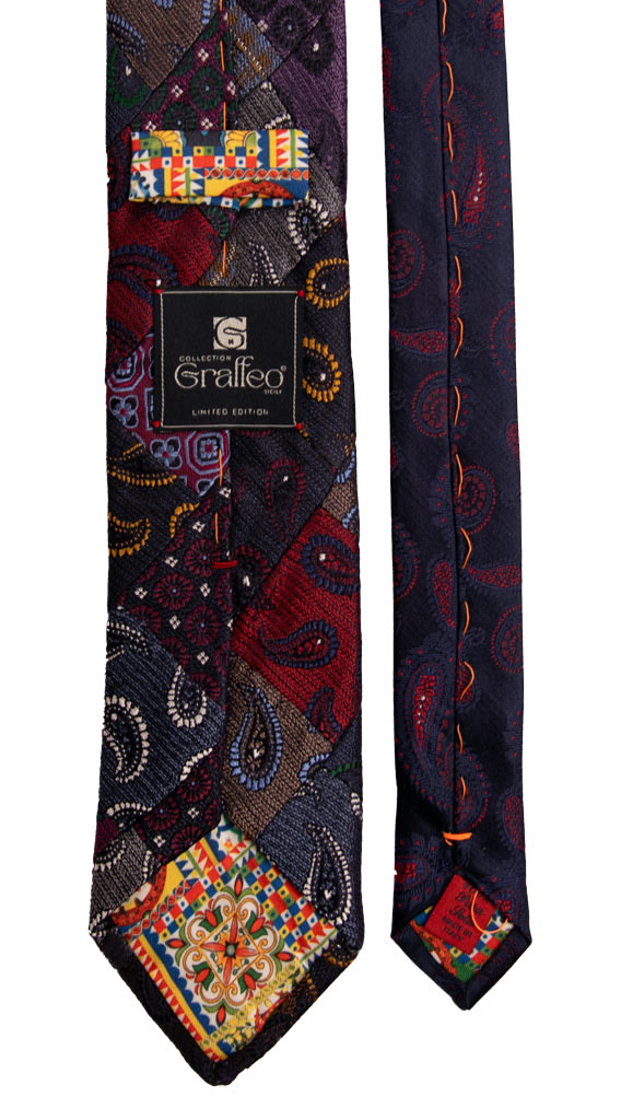 Cravatta Mosaico Patchwork di Seta Jaspè Paisley Multicolor PM773 Graffeo Cravatte Made in Italy Pala