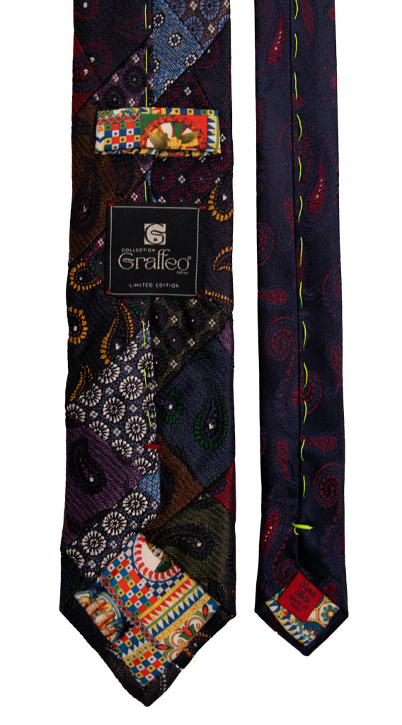 Cravatta Mosaico Patchwork di Seta Jaspè Paisley Multicolor PM786 Graffeo Cravatte Made in Italy Pala