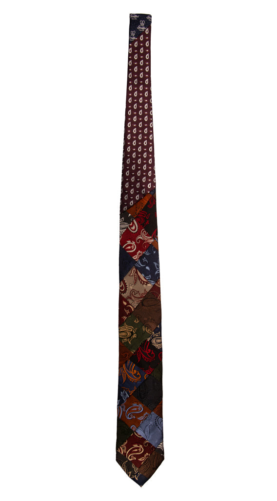 Cravatta Mosaico Patchwork di Seta Paisley Multicolor PM790 Graffeo Cravatte Made in Italy Intera