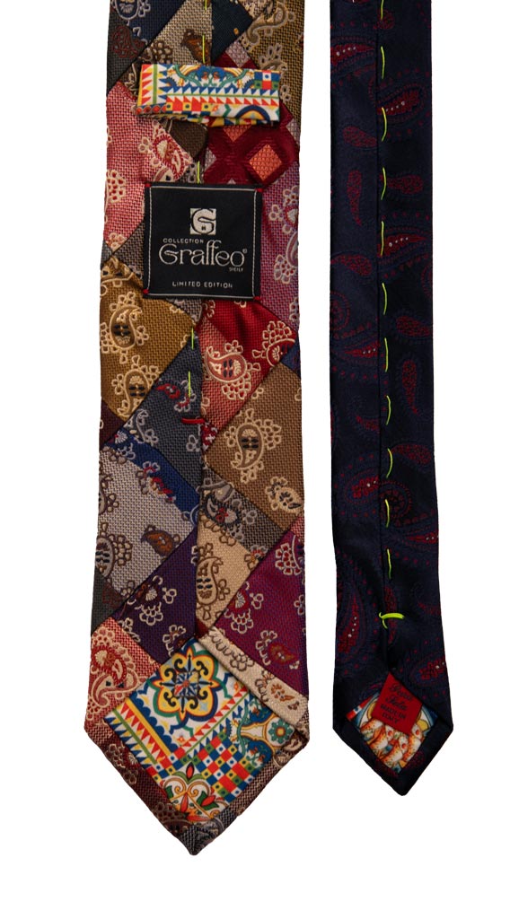 Man Mosaic Patchwork Silk Tie Multicolor Paisley PM832