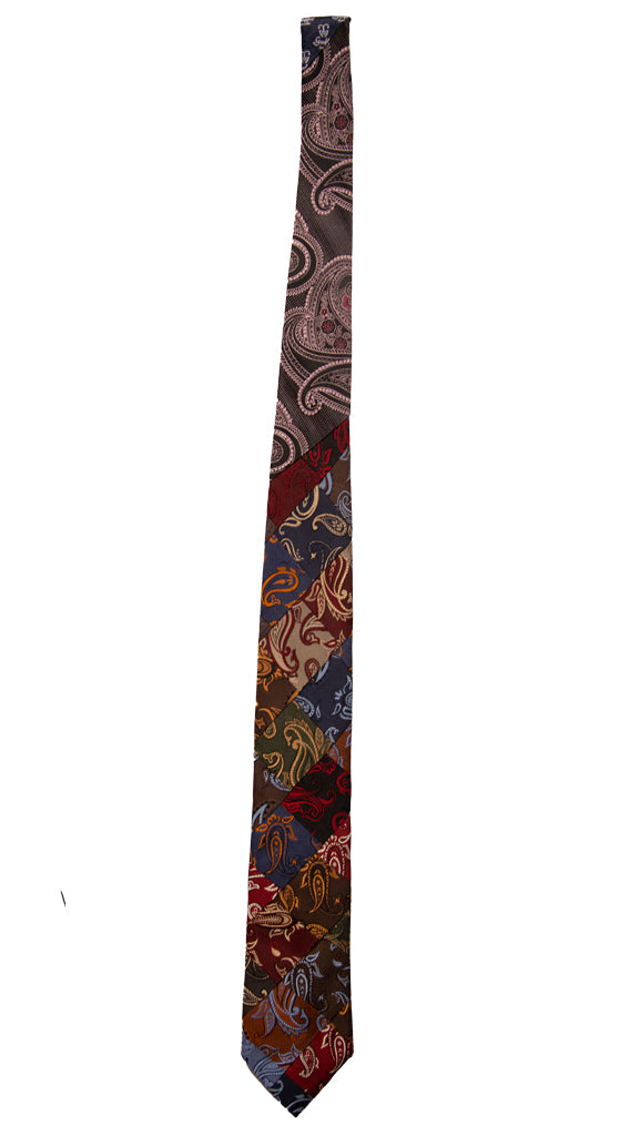 Cravatta Mosaico Patchwork di Seta Paisley Multicolor Made in Italy Graffeo Cravatte Intera