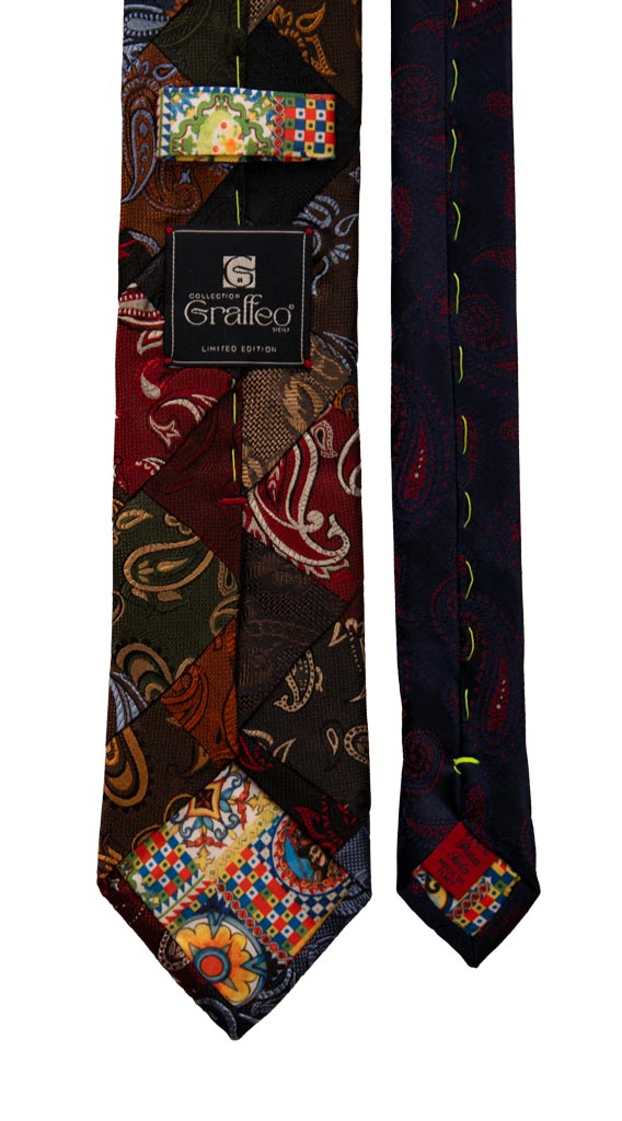 Cravatta Mosaico Patchwork di Seta Paisley Multicolor Made in Italy Graffeo Cravatte Pala