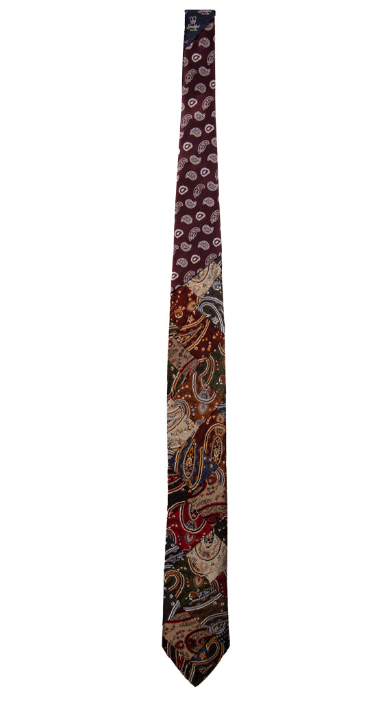 Cravatta Mosaico Patchwork di Seta Paisley Multicolor Made in Italy Graffeo Cravatte Intera