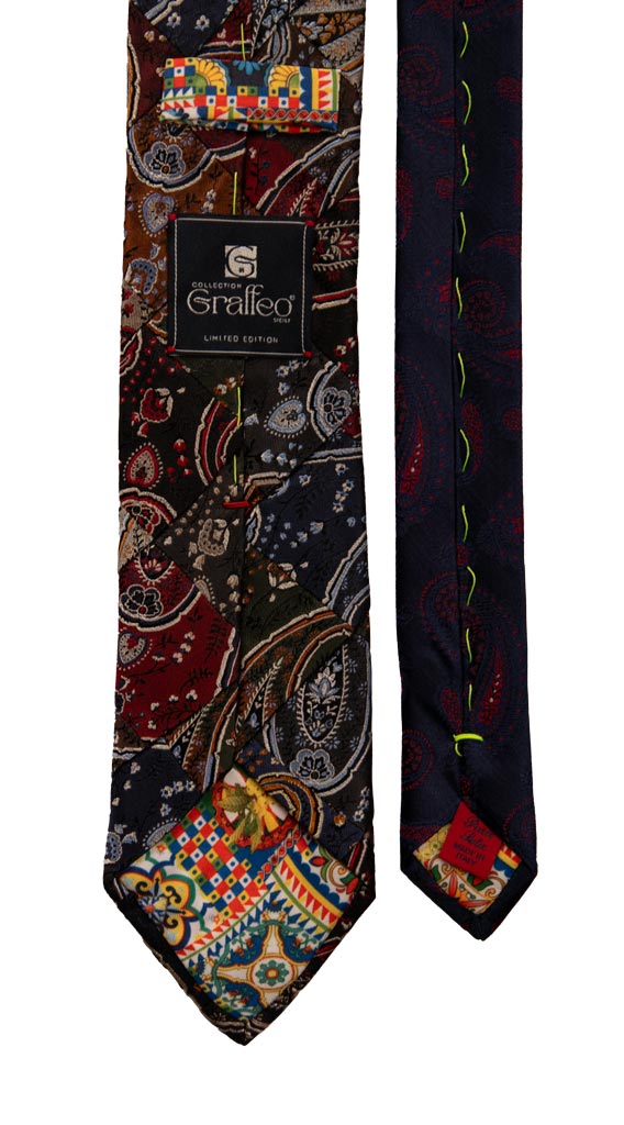 Cravatta Mosaico Patchwork di Seta Paisley Multicolor Made in Italy Graffeo Cravatte Pala