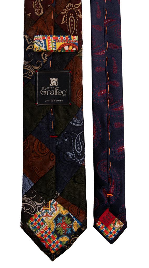 Cravatta Mosaico Patchwork di Seta Paisley Multicolor PM790 Graffeo Cravatte Made in Italy Pala