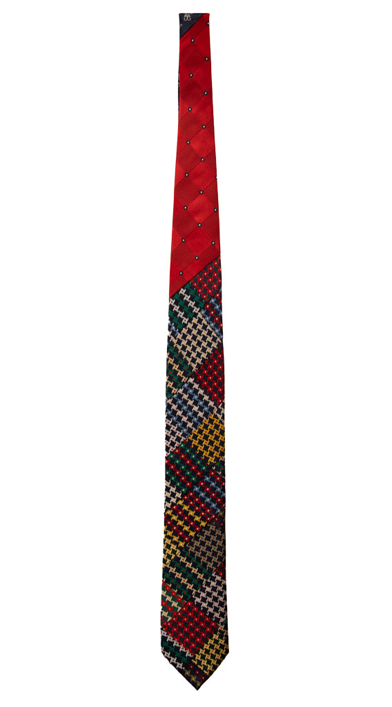 Cravatta Mosaico Patchwork di Seta Pied de Poule Multicolor Made in italy Graffeo Cravatte Intera