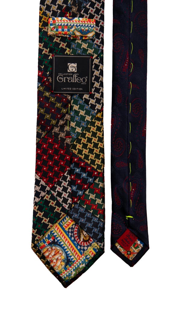 Cravatta Mosaico Patchwork di Seta Pied de Poule Multicolor Made in Italy Graffeo Cravatte Pala