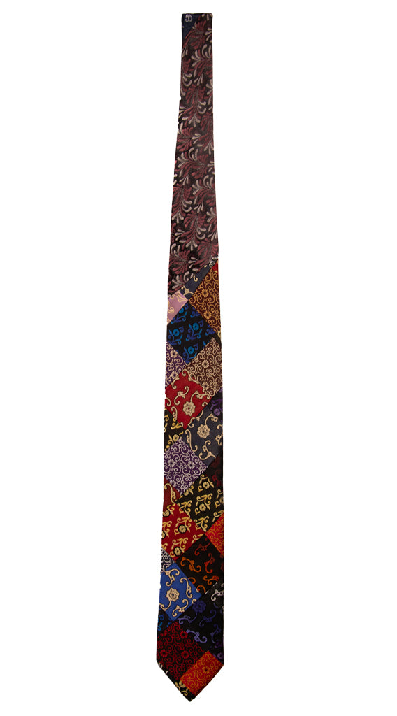 Cravatta Mosaico Patchwork di Seta a Fiori Multicolor Made in Italy Graffeo Cravatte Intera