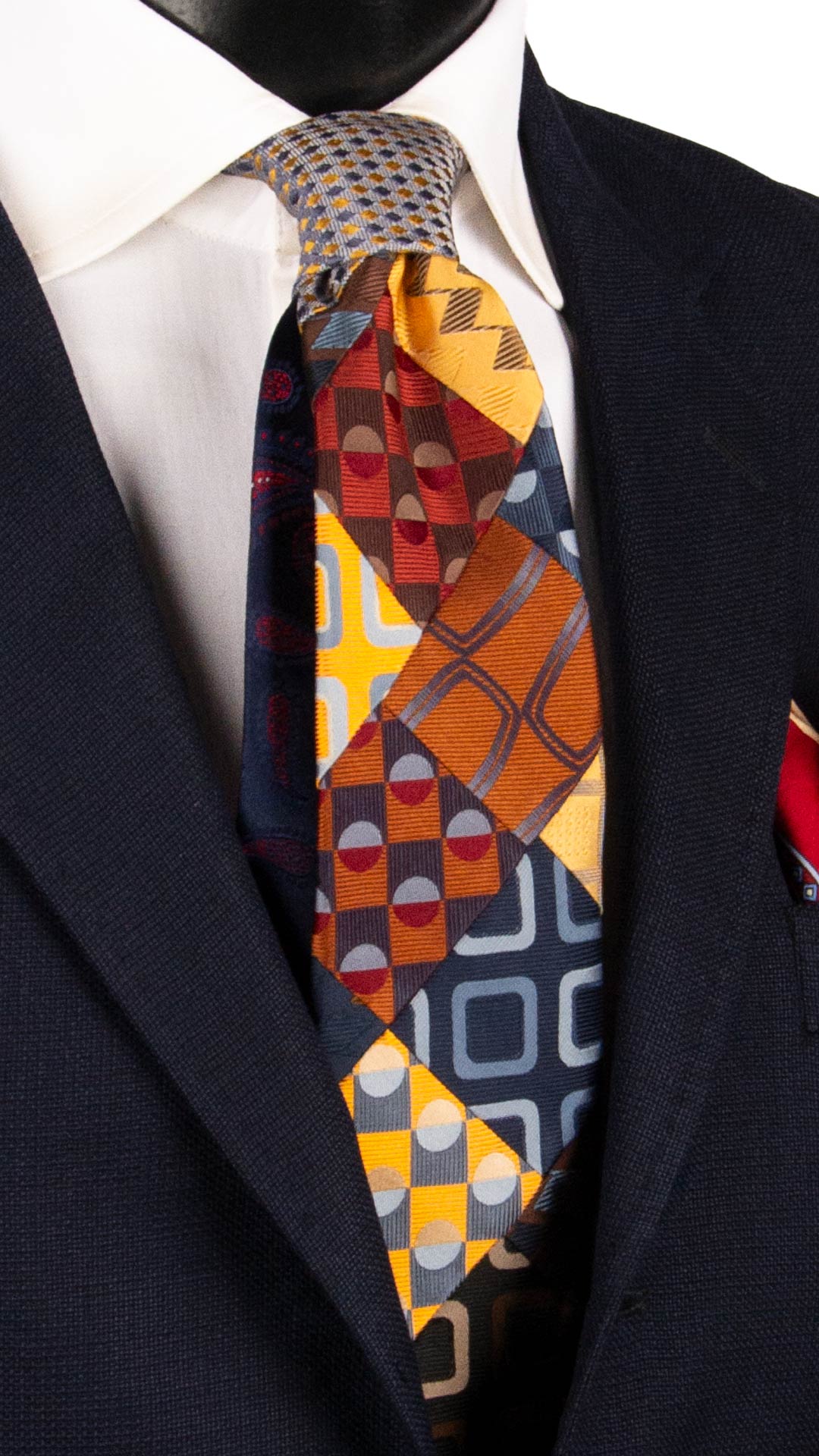 Cravatta Mosaico Vintage Patchwork di Seta Fantasia Multicolor PM1083 Graffeo Cravatte Made in Italy