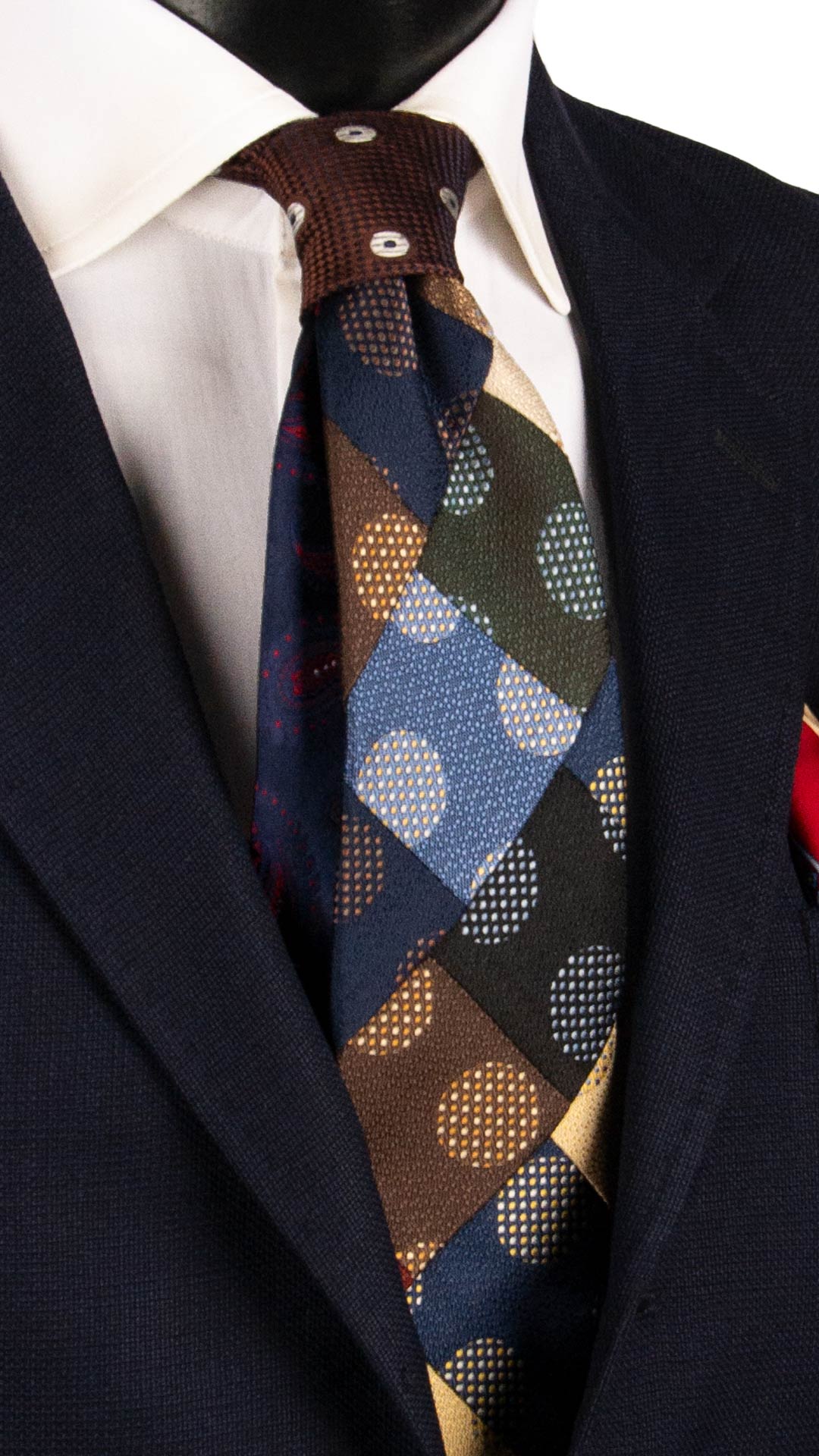 Cravatta Mosaico Vintage Patchwork di Seta Fantasia Multicolor PM1086 Graffeo Cravatte Made in Italy