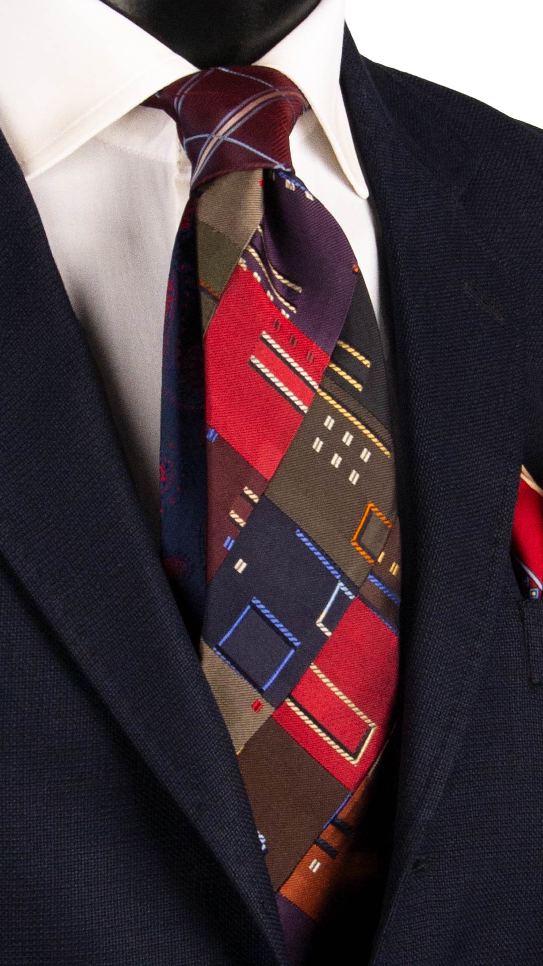 Cravatta Mosaico Vintage Patchwork di Seta Fantasia Multicolor PM1087 Graffeo Cravatte Made in Italy