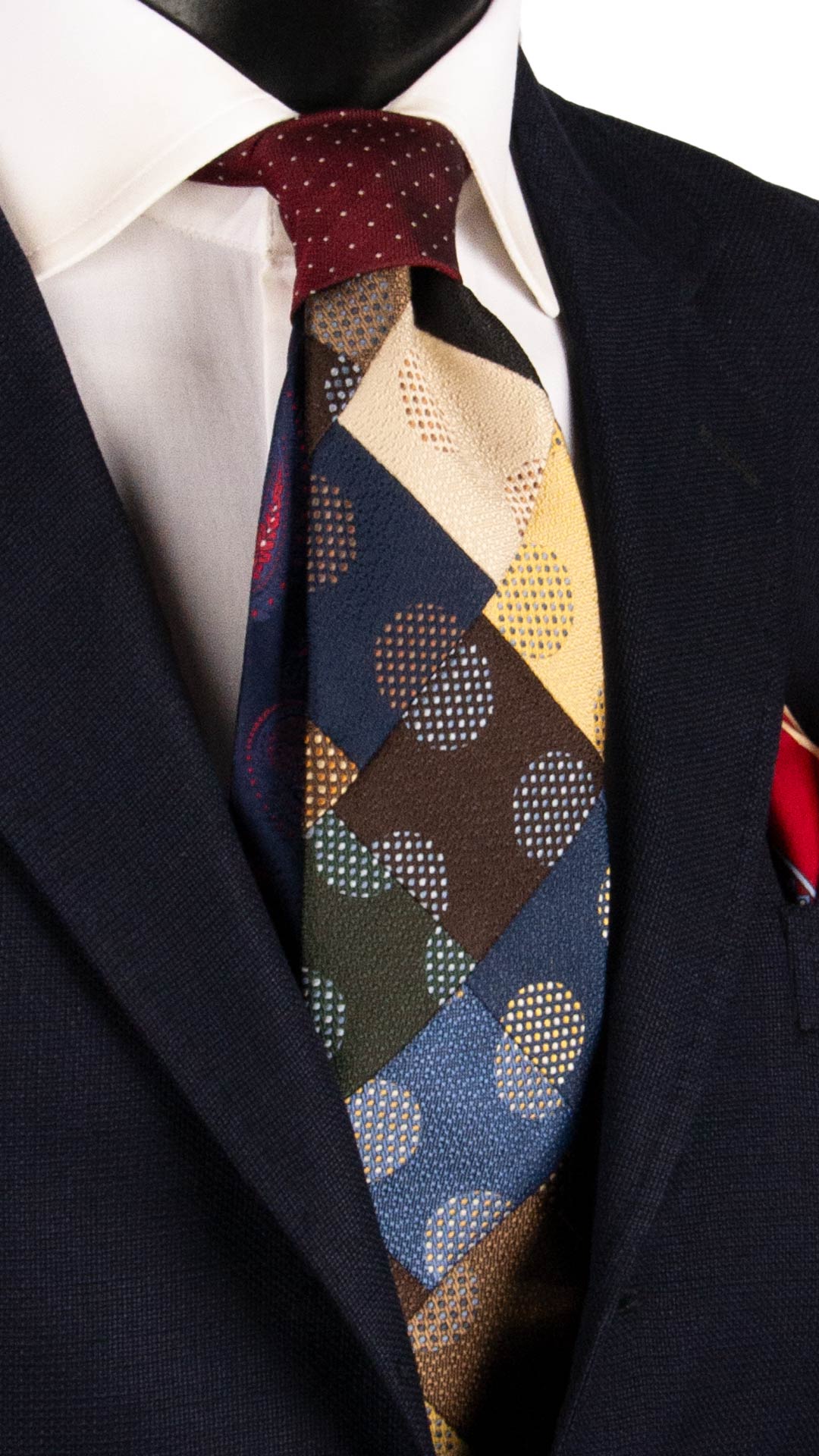 Cravatta Mosaico Vintage Patchwork di Seta Fantasia Multicolor PM1093 Graffeo Cravatte Made in Italy