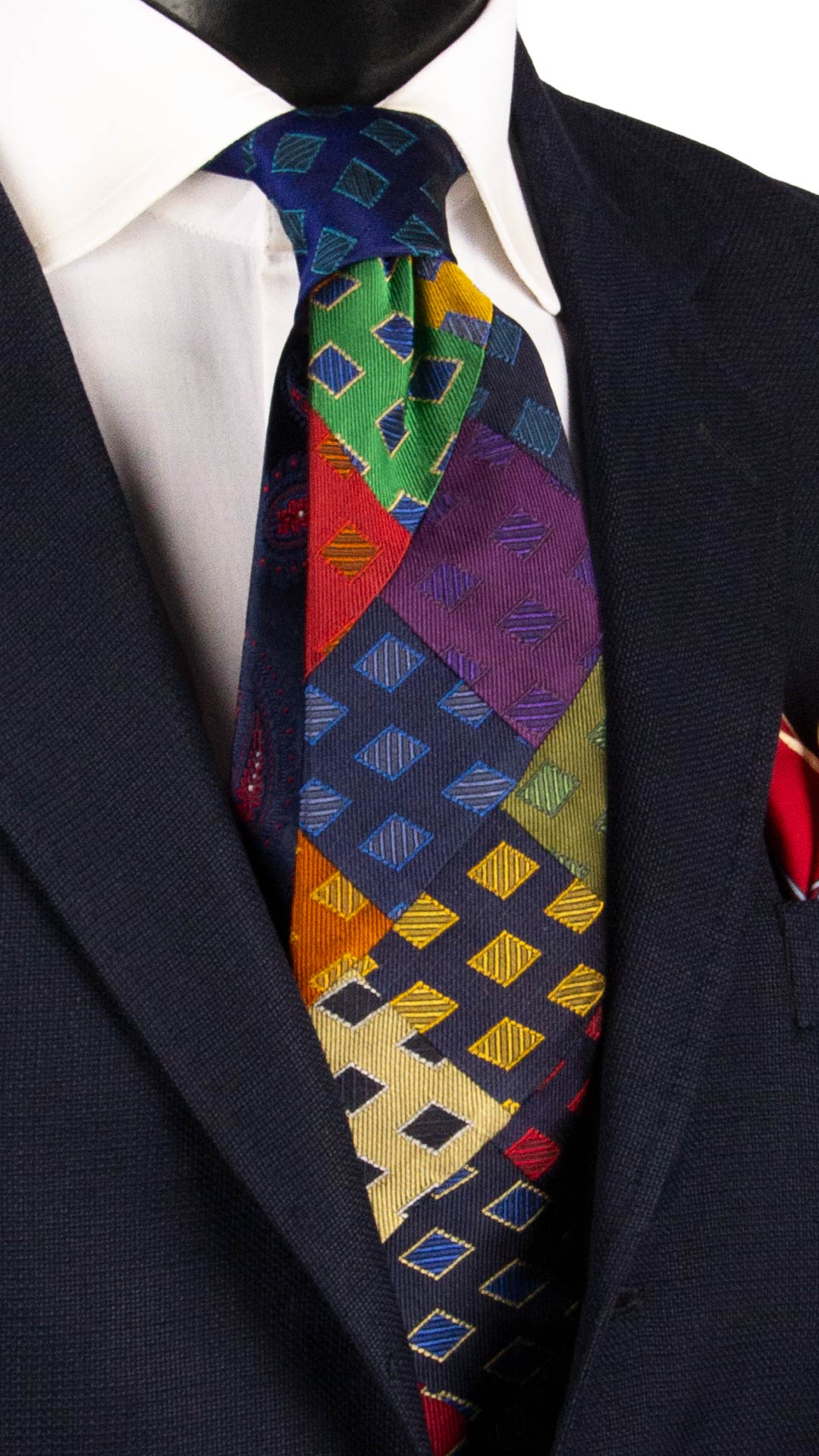 Cravatta Mosaico Vintage Patchwork di Seta Fantasia Multicolor PM1101 Graffeo Cravatte Made in Italy