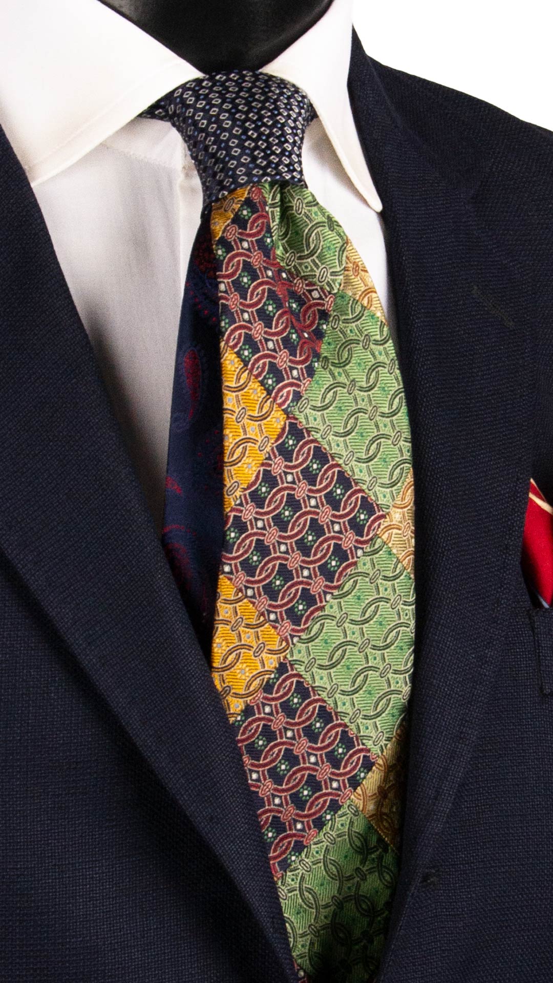 Cravatta Mosaico Vintage Patchwork di Seta Fantasia Multicolor PM1105 Graffeo Cravatte Made in Italy