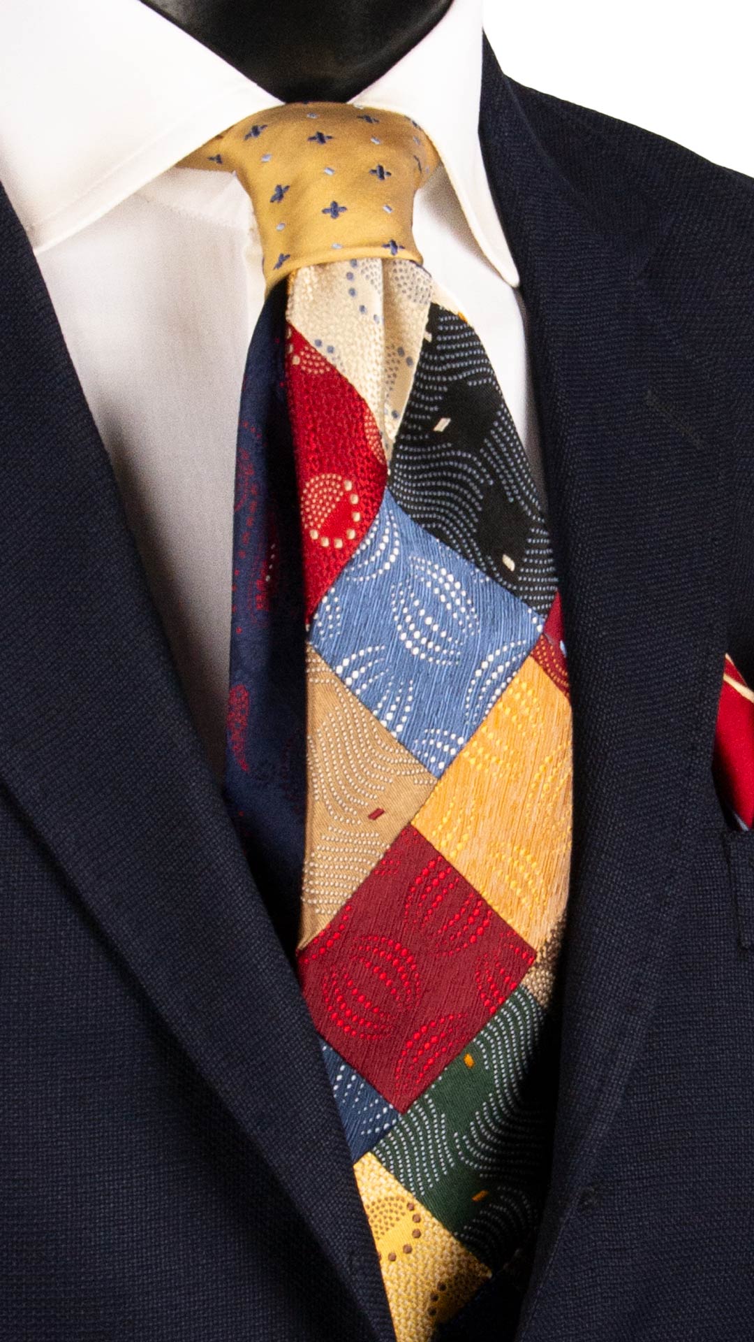 Cravatta Mosaico Vintage Patchwork di Seta Fantasia Multicolor PM1106 Graffeo Cravatte Made in Italy