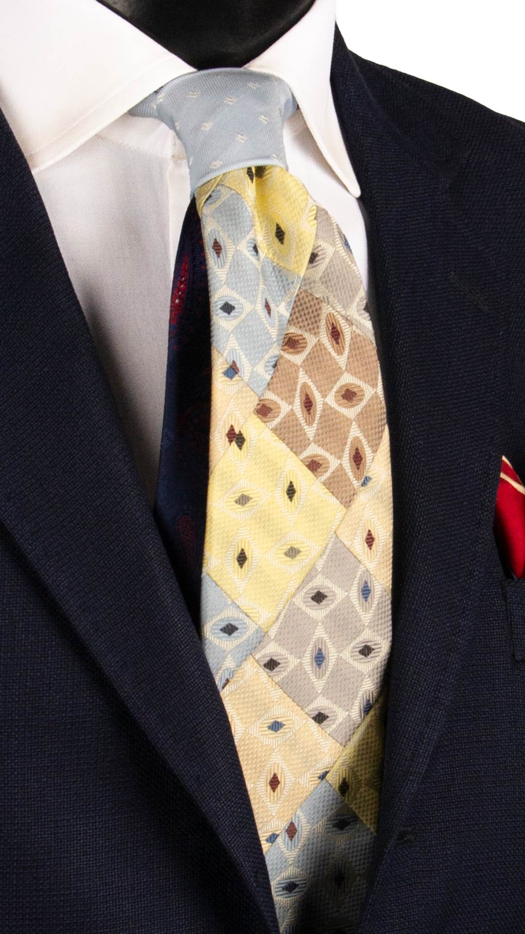 Cravatta Mosaico Vintage Patchwork di Seta Fantasia Multicolor PM1114 Graffeo Cravatte Made in Italy