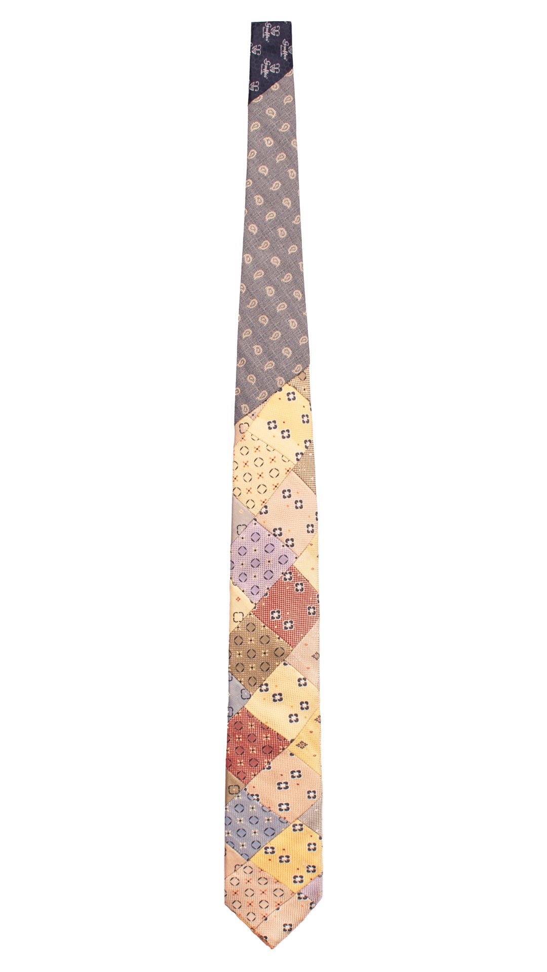 Cravatta Mosaico Vintage Patchwork di Seta Fantasia Multicolor PM1115 Graffeo Cravatte Made in Italy Intera
