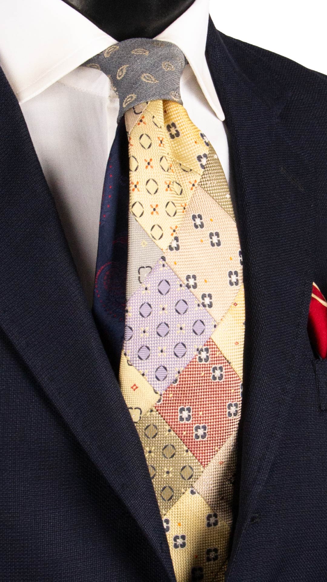 Cravatta Mosaico Vintage Patchwork di Seta Fantasia Multicolor PM1115 Graffeo Cravatte Made in Italy