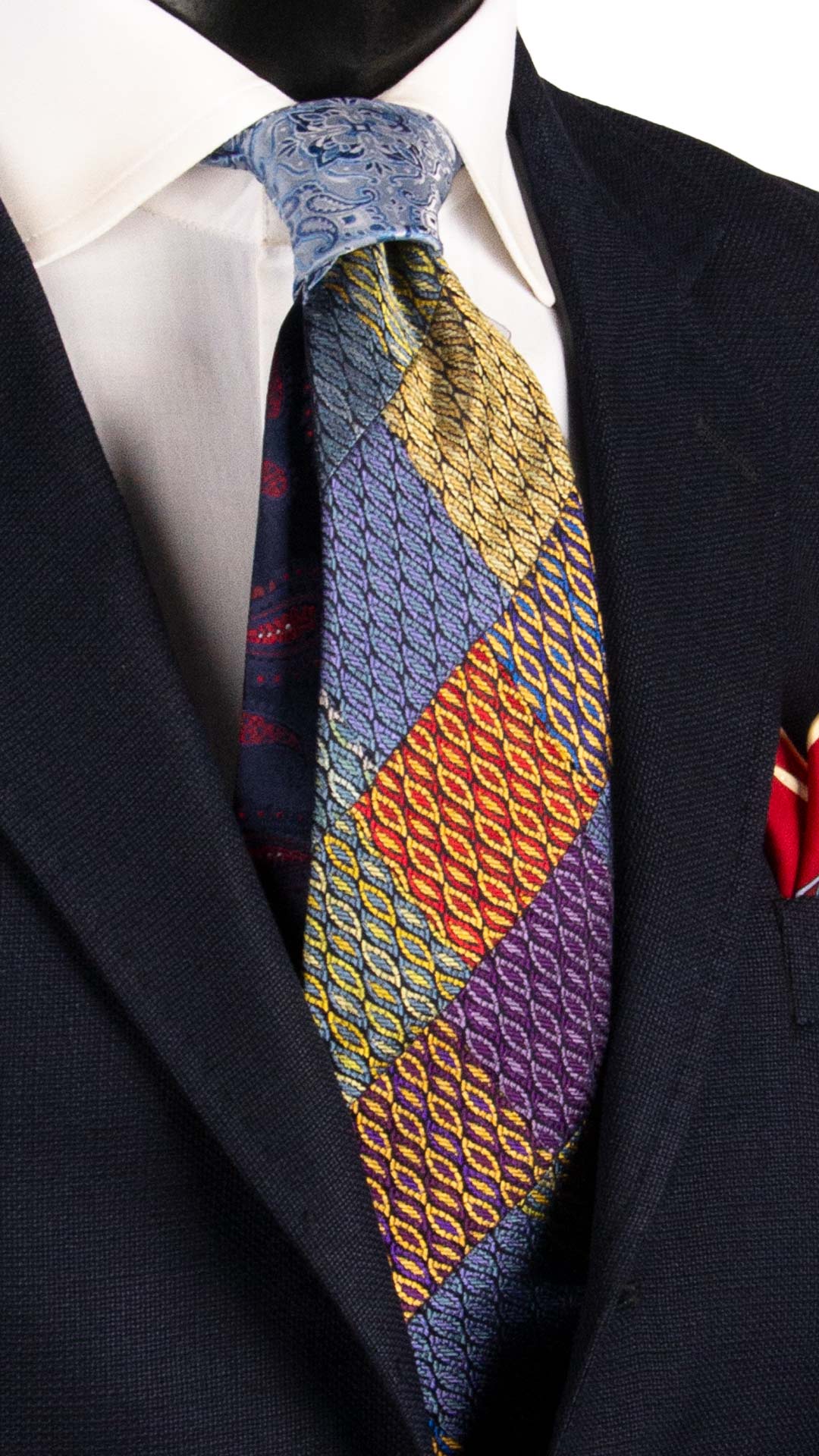 Cravatta Mosaico Vintage Patchwork di Seta Fantasia Multicolor PM1117 Graffeo Cravatte Made in Italy