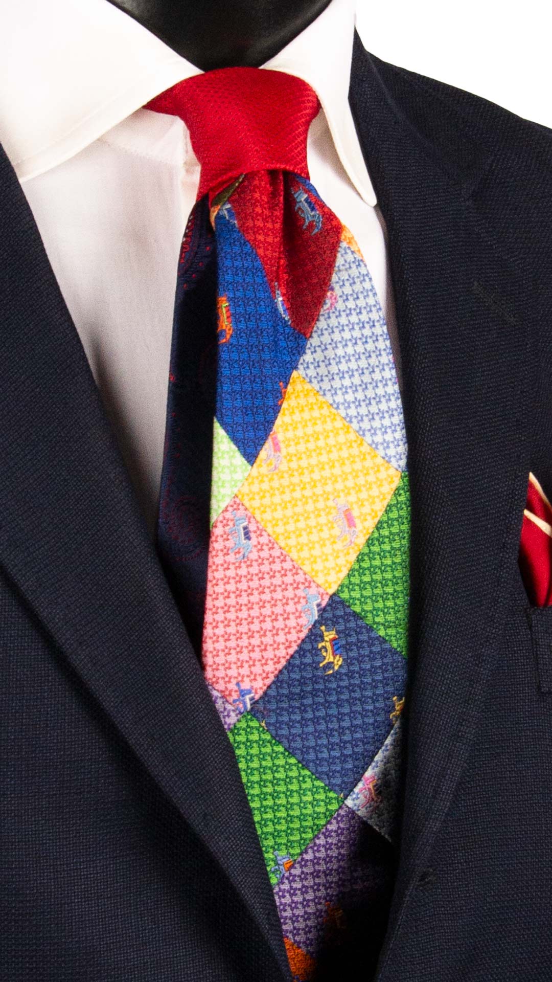 Cravatta Mosaico Vintage Patchwork di Seta Fantasia Multicolor PM1125 Graffeo Cravatte Made in Italy