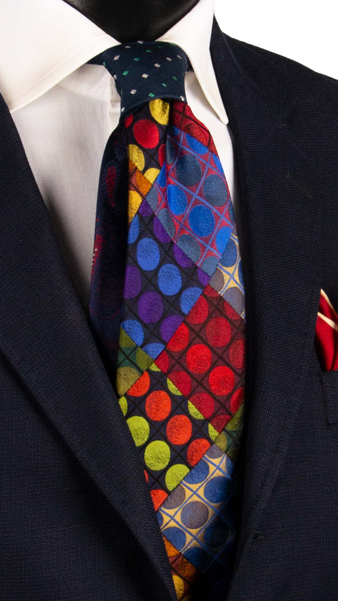 Cravatta Mosaico Vintage Patchwork di Seta Fantasia Multicolor PM1127 Graffeo Cravatte Made in Italy