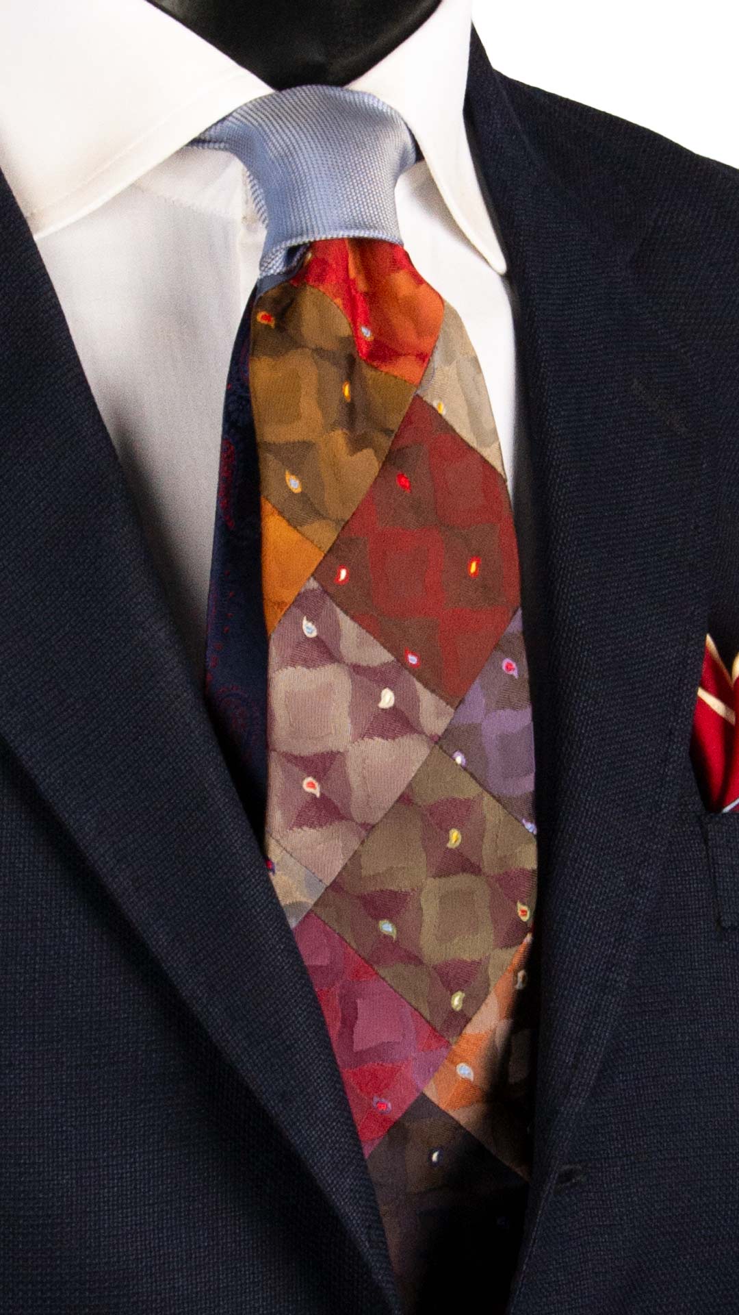 Cravatta Mosaico Vintage Patchwork di Seta Fantasia Multicolor PM1138 Graffeo Cravatte Made in Italy