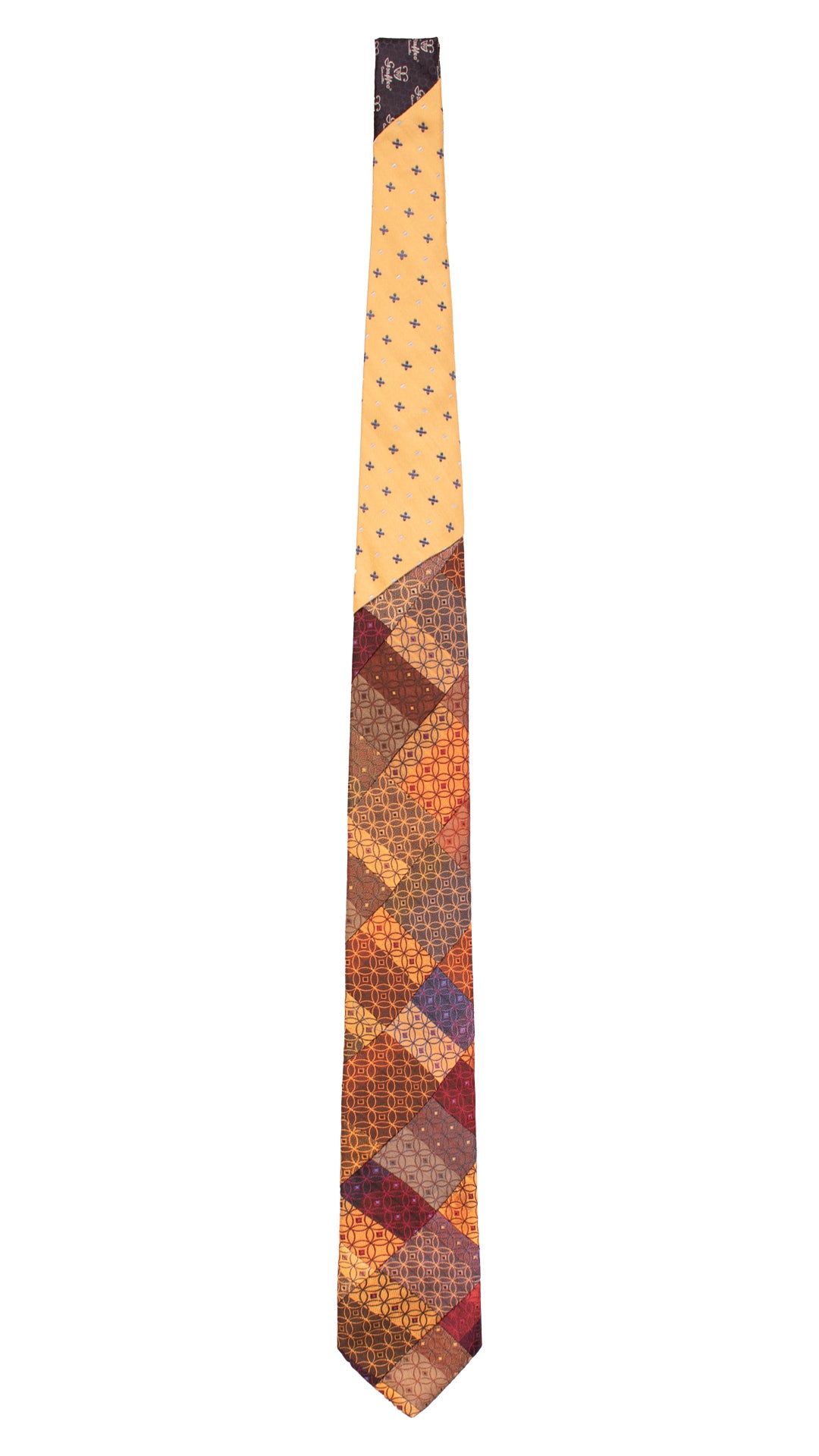 Cravatta Mosaico Vintage Patchwork di Seta Fantasia Multicolor PM1148 Graffeo Cravatte Made in Italy Intera