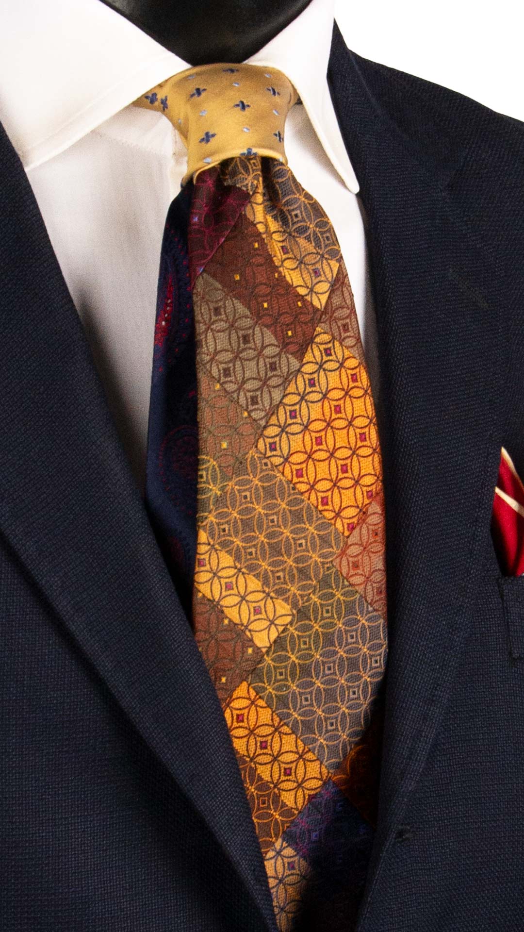 Cravatta Mosaico Vintage Patchwork di Seta Fantasia Multicolor PM1148 Graffeo Cravatte Made in Italy