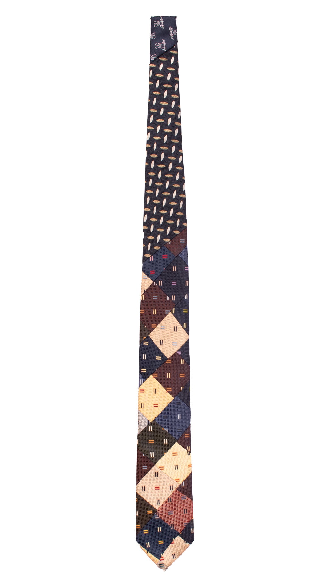 Cravatta Mosaico Vintage Patchwork di Seta Fantasia Multicolor PM1150 Graffeo Cravatte Made in Italy  Intera
