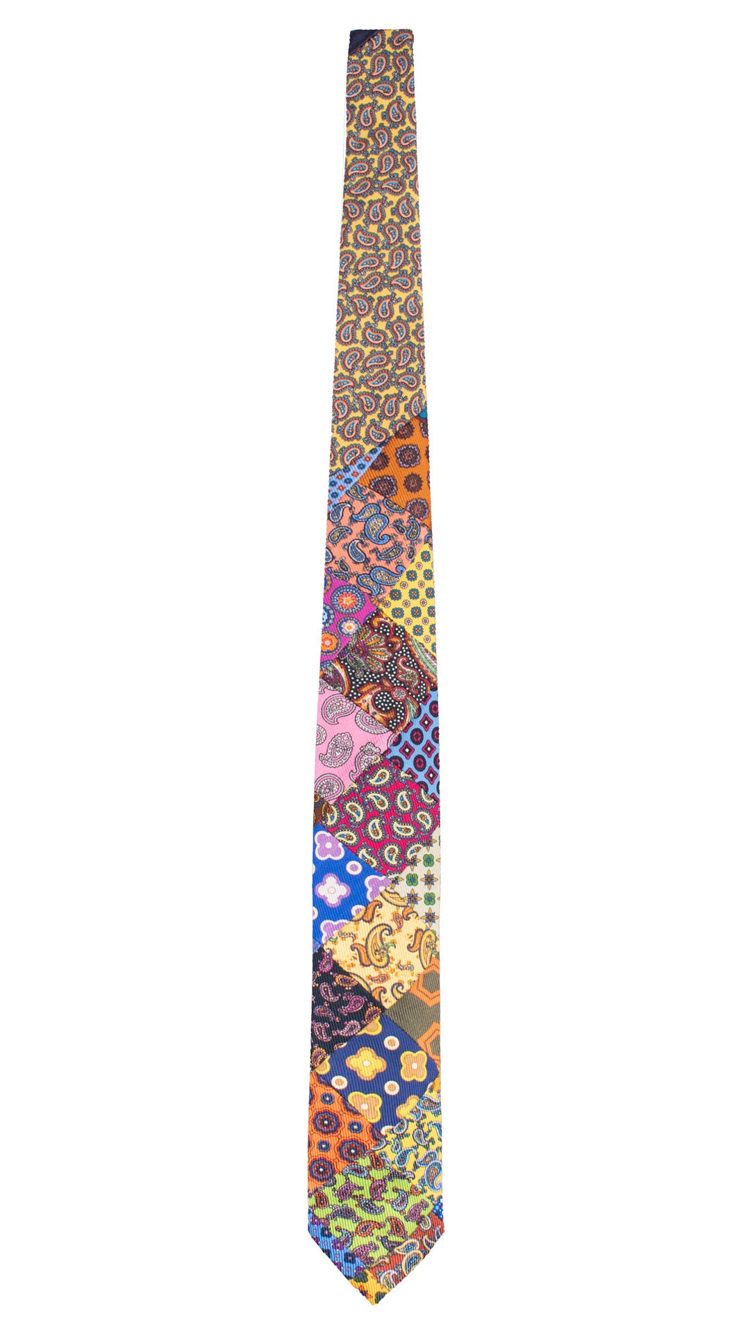 Cravatta Mosaico Vintage Patchwork di Seta Fantasia Multicolor PM1277 Made in Italy Graffeo Cravatte Intera