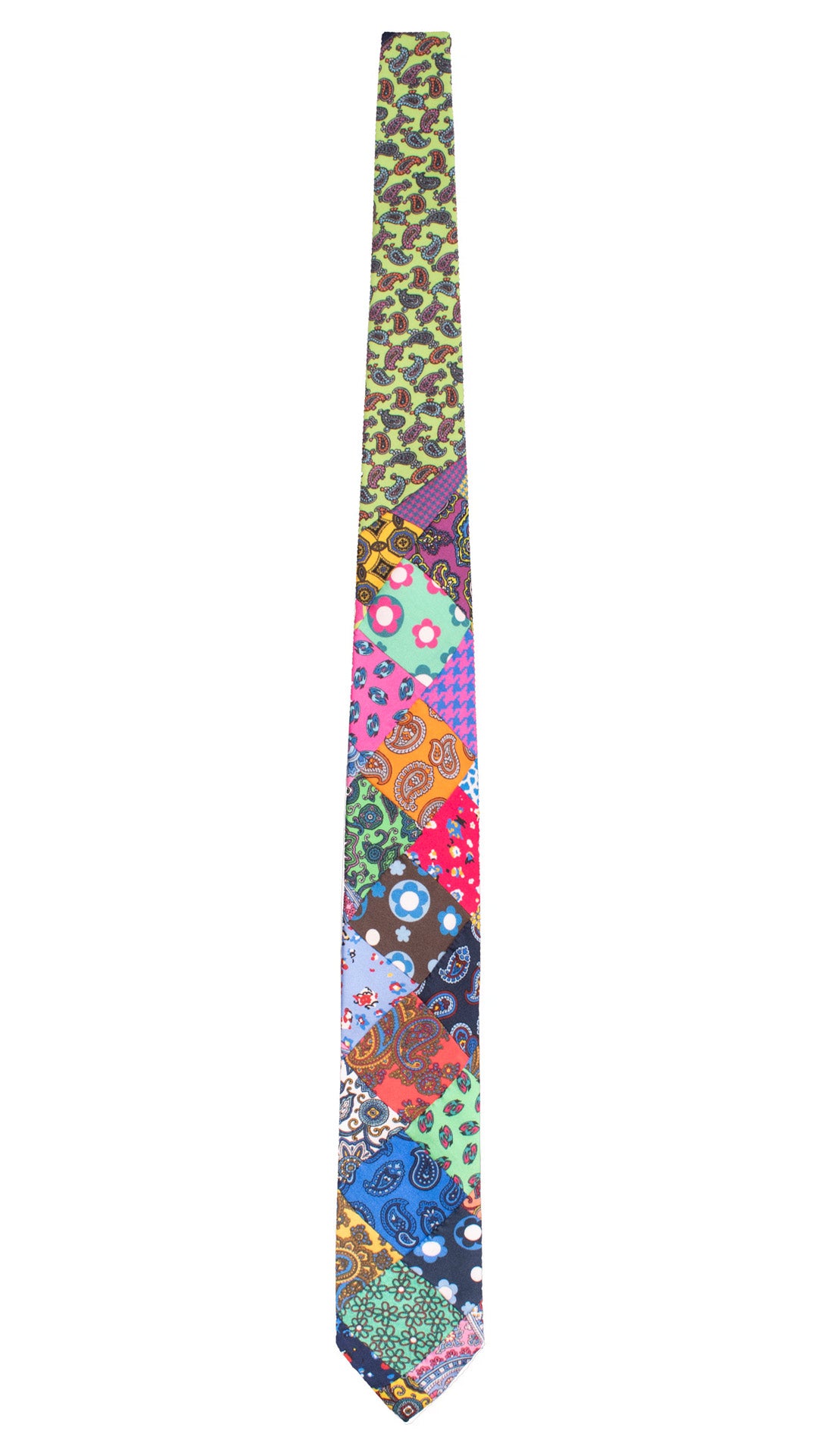 Cravatta Mosaico Vintage Patchwork di Seta Fantasia Multicolor PM1284 Made in Italy Graffeo Cravatte Intera