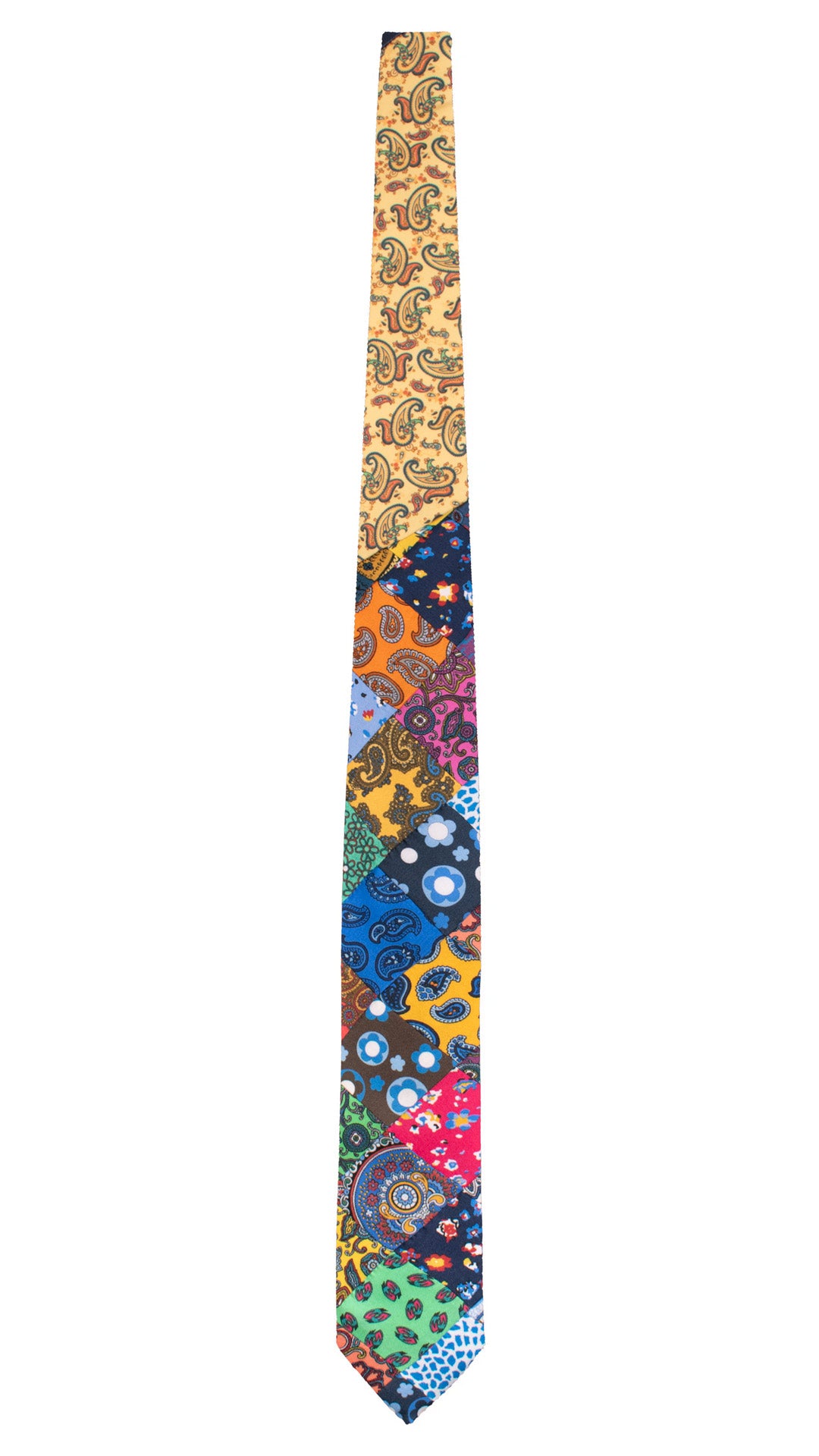 Cravatta Mosaico Vintage Patchwork di Seta Fantasia Multicolor PM1285 Made in Italy Graffeo Cravatte Intera