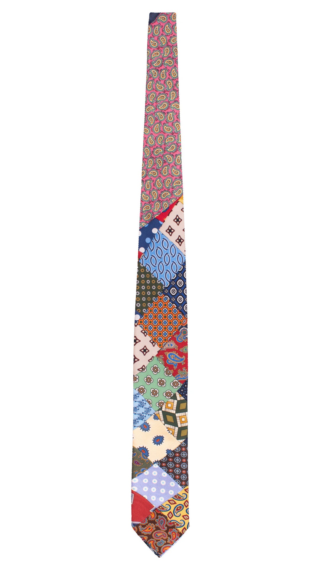 Cravatta Mosaico Vintage Patchwork di Seta Fantasia Multicolor PM1292 Made in Italy Graffeo Cravatte Intera