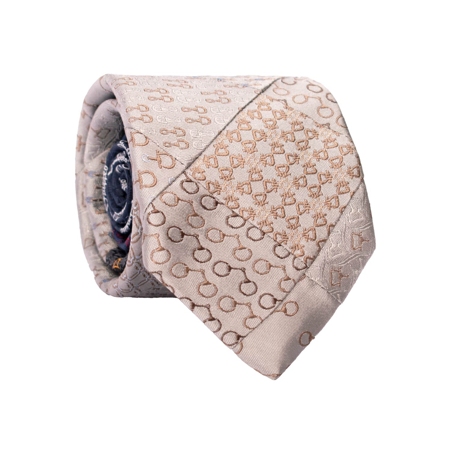 Cravatta Mosaico Vintage Patchwork di Seta Grigia Fantasia Marrone Ruggine Celeste PM1133 Graffeo Cravatte Made in Italy Rotolo