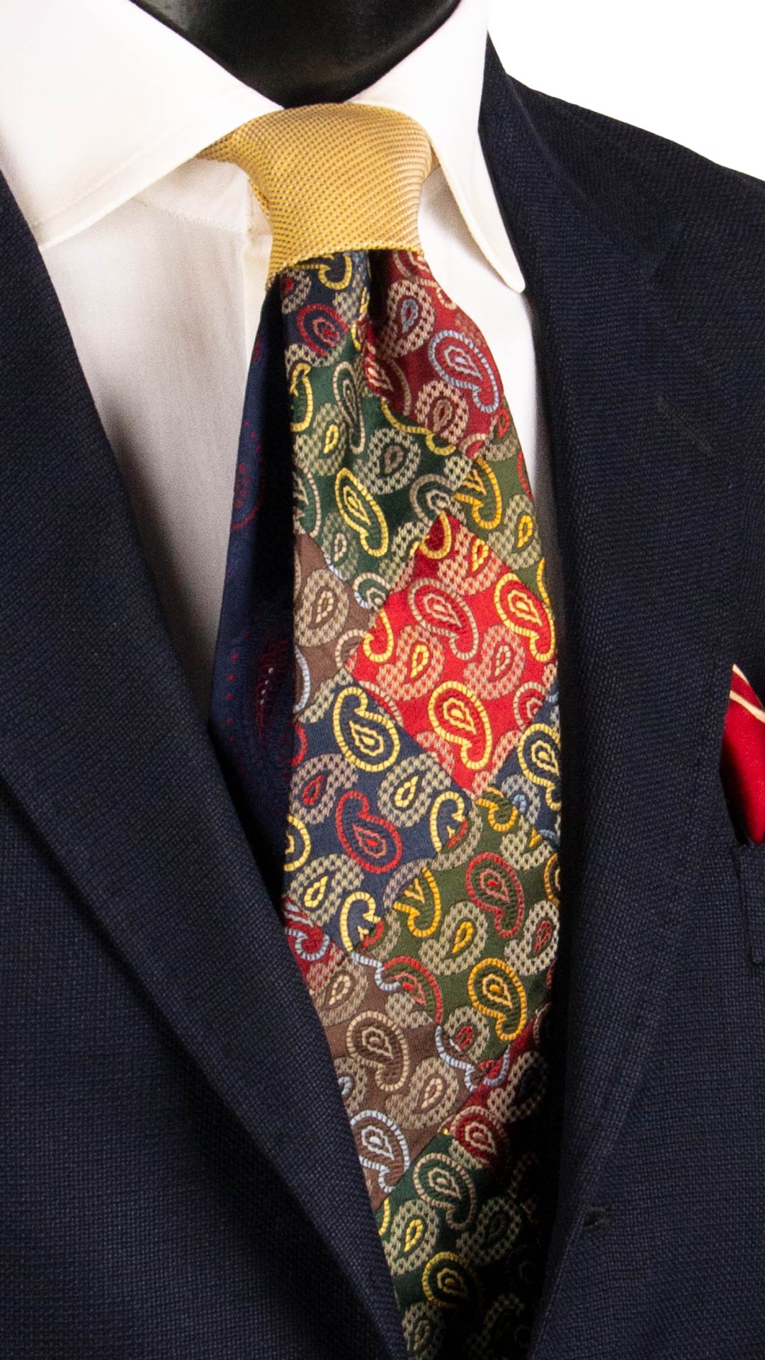 Cravatta Mosaico Vintage Patchwork di Seta Paisley Multicolor PM1116 Graffeo Cravatte Made in Italy