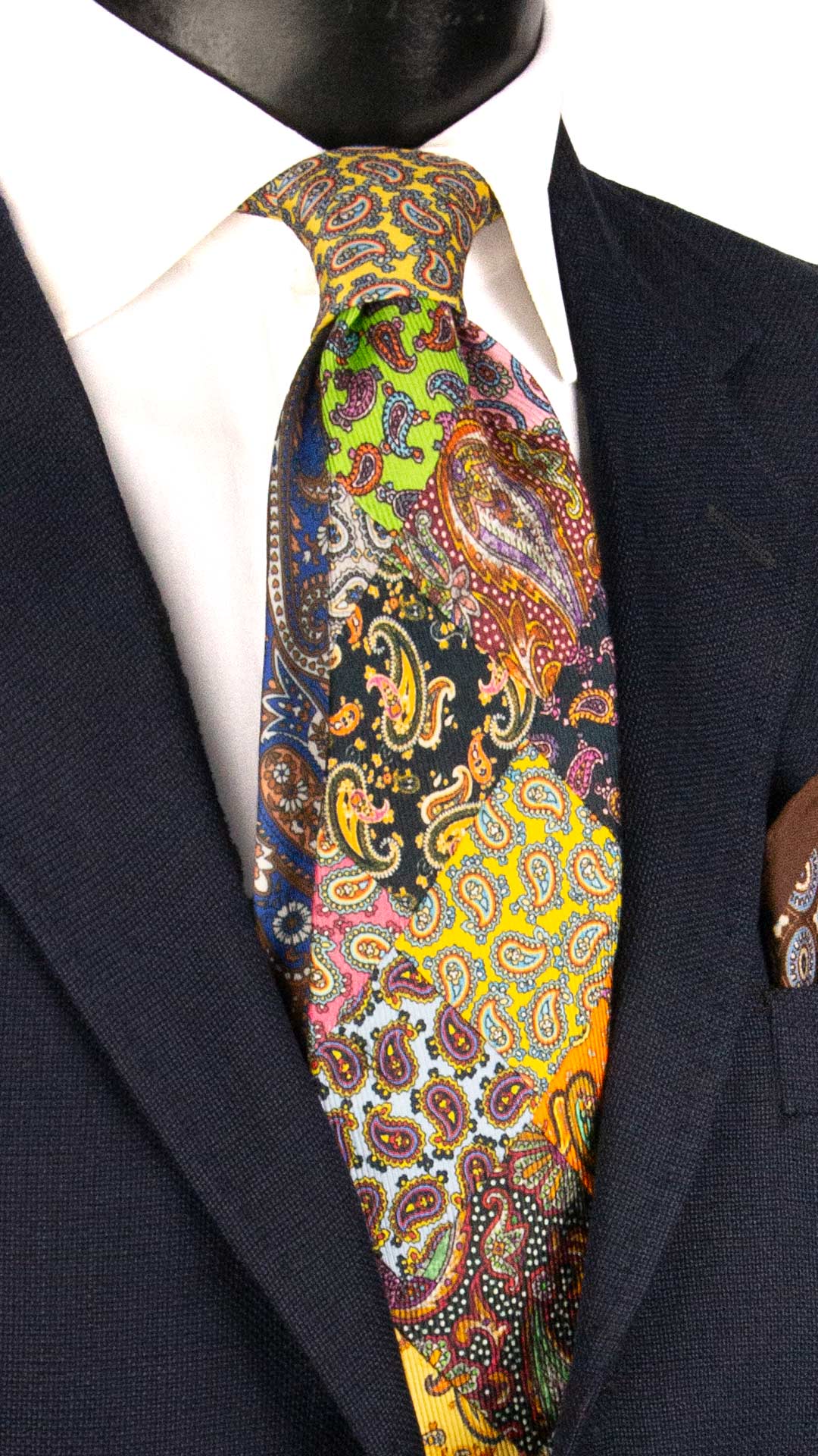 Cravatta Mosaico Vintage Patchwork di Seta Paisley Multicolor PM1302 Made in Italy Graffeo Cravatte