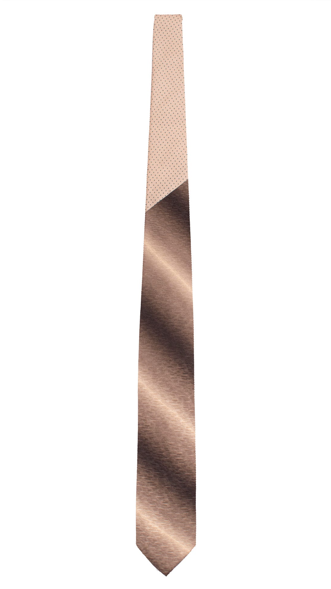 Cravatta Regimental Stampa di Seta Beige Marrone Bruciato Nodo in Contrasto Beige Fantasia Verde N3378 Made in Italy Graffeo Cravatte Intera