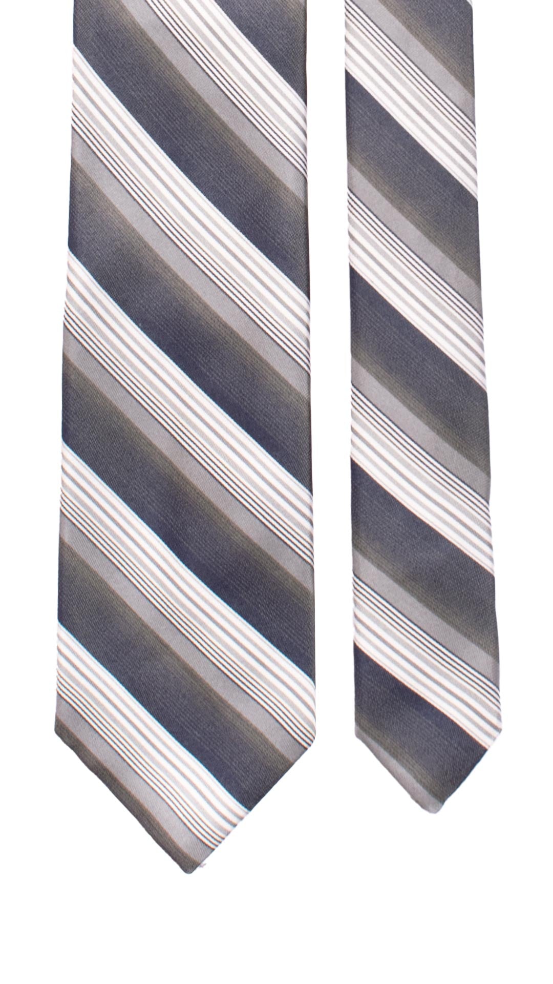 Cravatta Regimental con Righe Grigio Blu Grigio Chiaro 7513 Made in Italy Graffeo Cravatte Pala