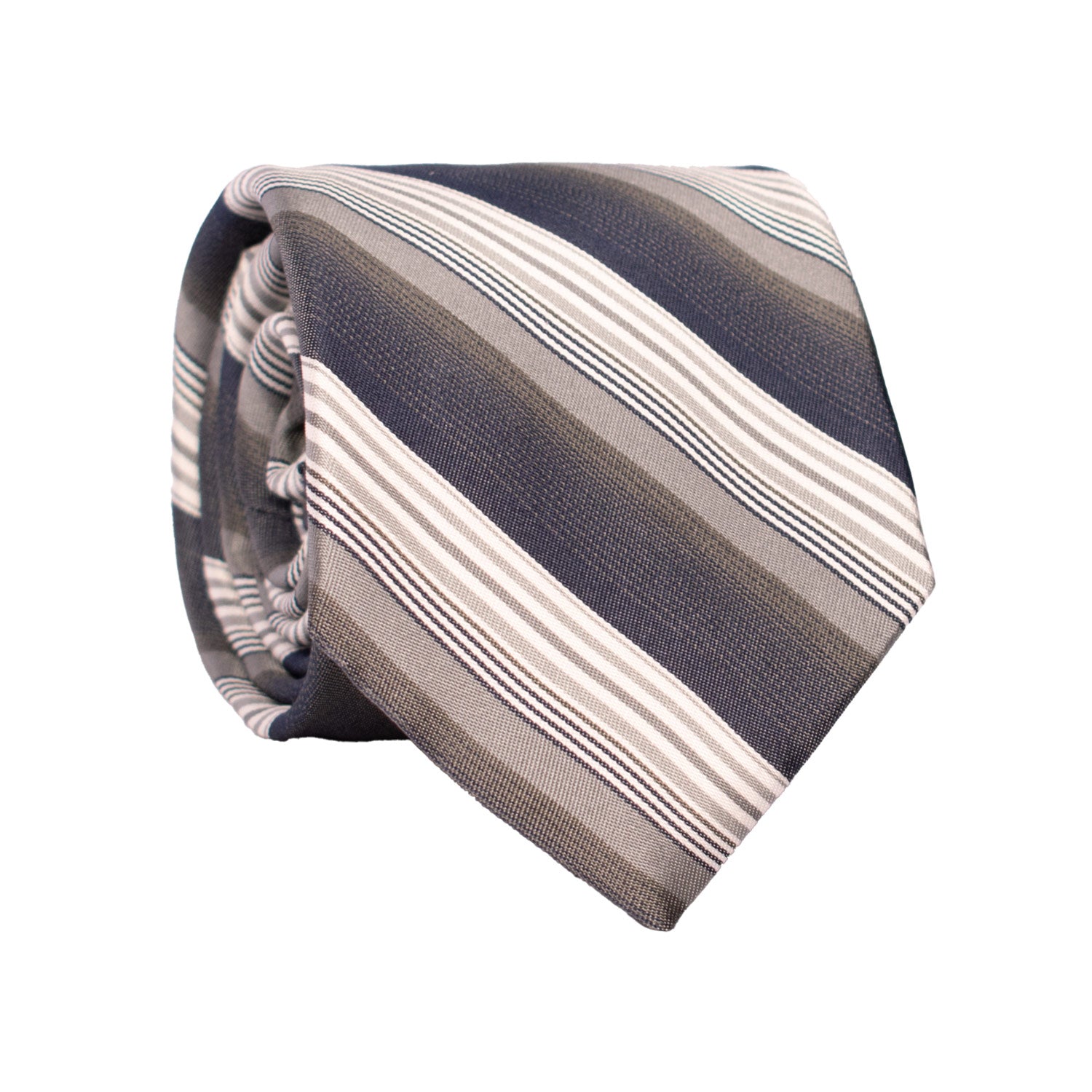 Cravatta Regimental con Righe Grigio Blu Grigio Chiaro 7513 Made in Italy Graffeo Cravatte Rotolo