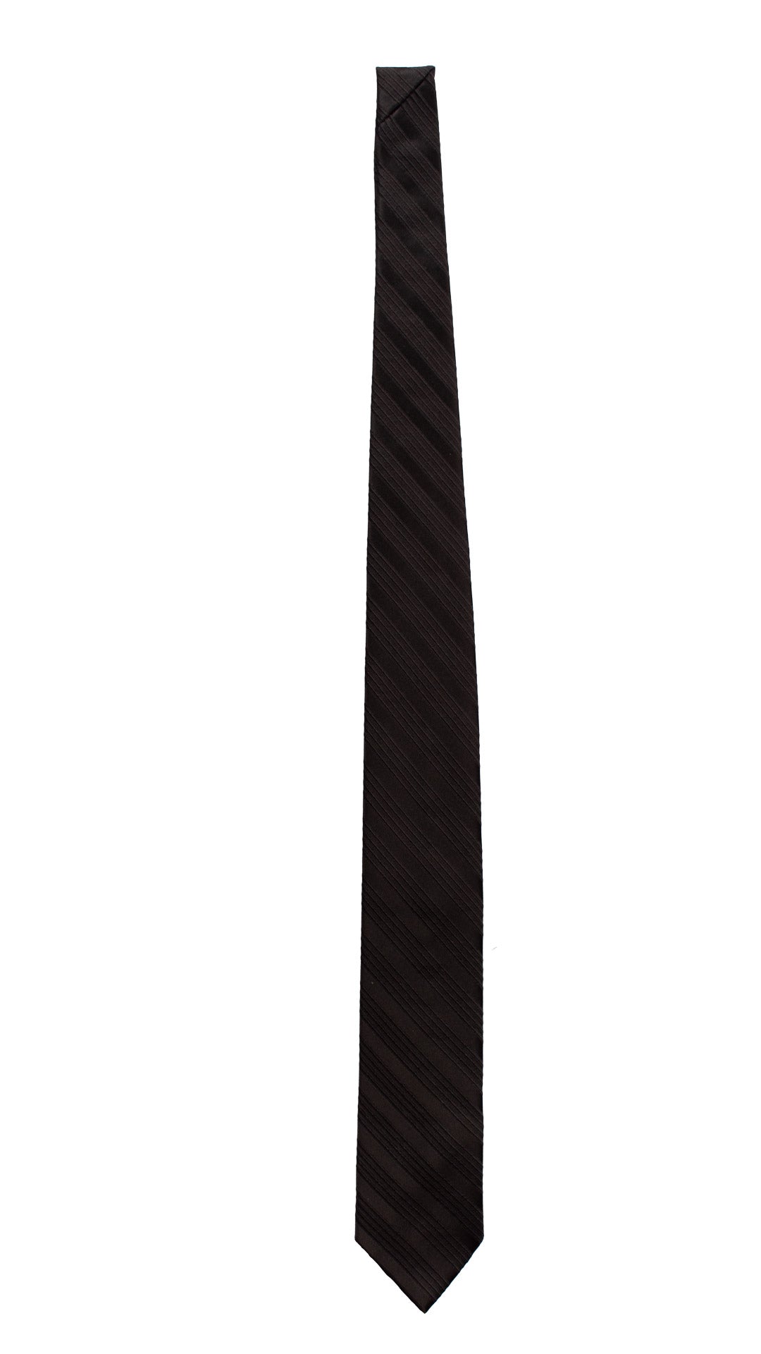 Cravatta Regimental da Cerimonia di Seta Nera con Righe Tono su Tono CY6779 Intera